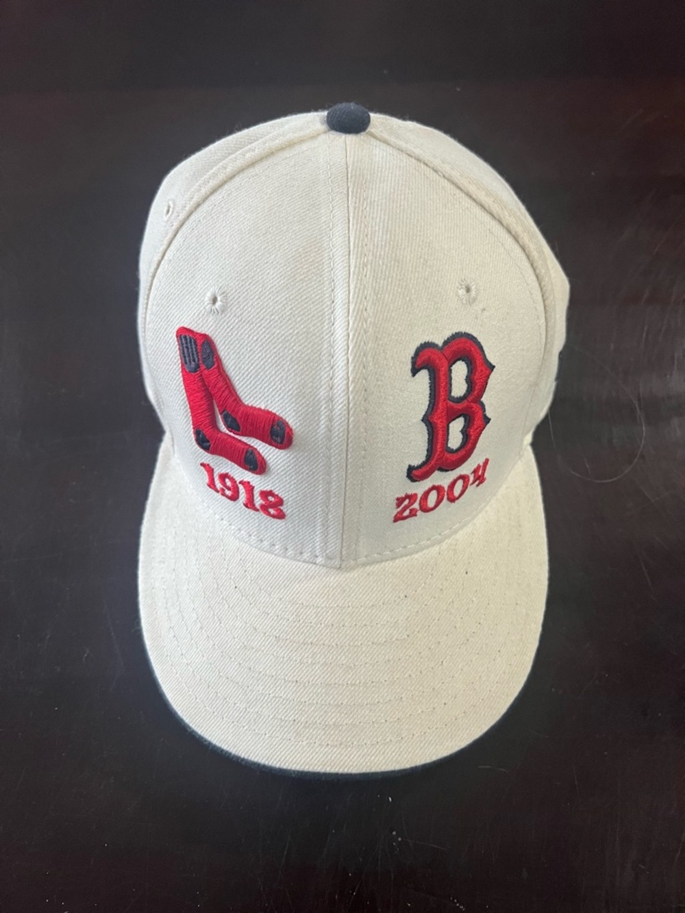 New Era Boston Red Sox Cream Hat with Red and Black Logos